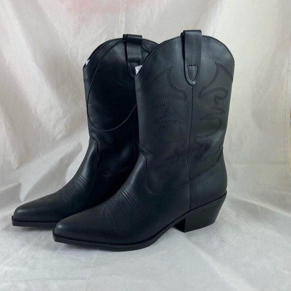 Steve Madden Ladies Black Leather Western Boots Size 10 Style # 20LB03S1 NWT - Picture 2 of 16